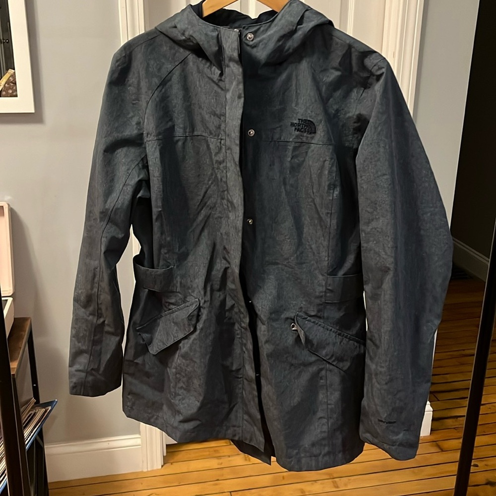 North face blue rain jacket size large